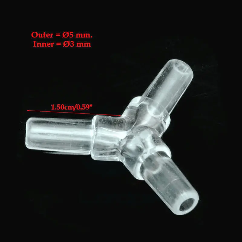 50pcs Acrylic Aquarium 3 Way Y Shape Connector Air Oxygen Flow Valves For Fish Tank Pipe Tubing Accessories | Дом и сад