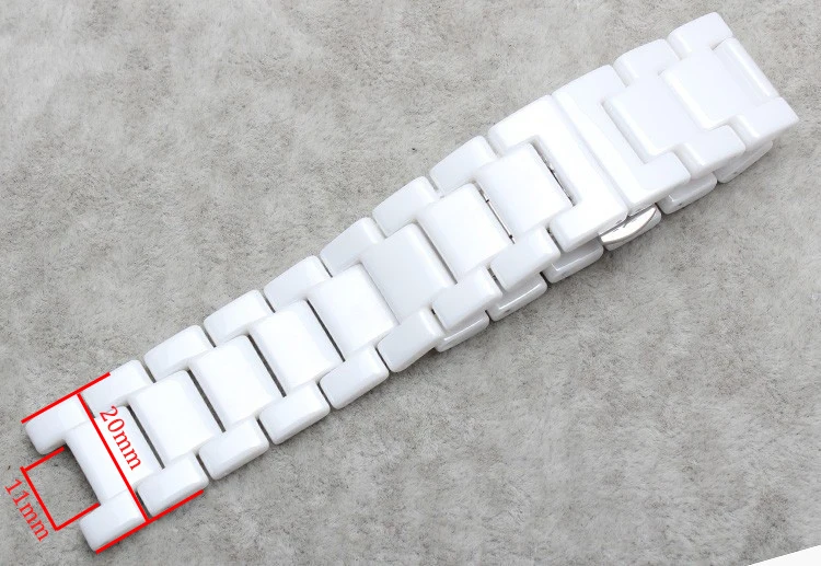 Ремешок керамический для наручных часов белый браслет с вогнутыми концами