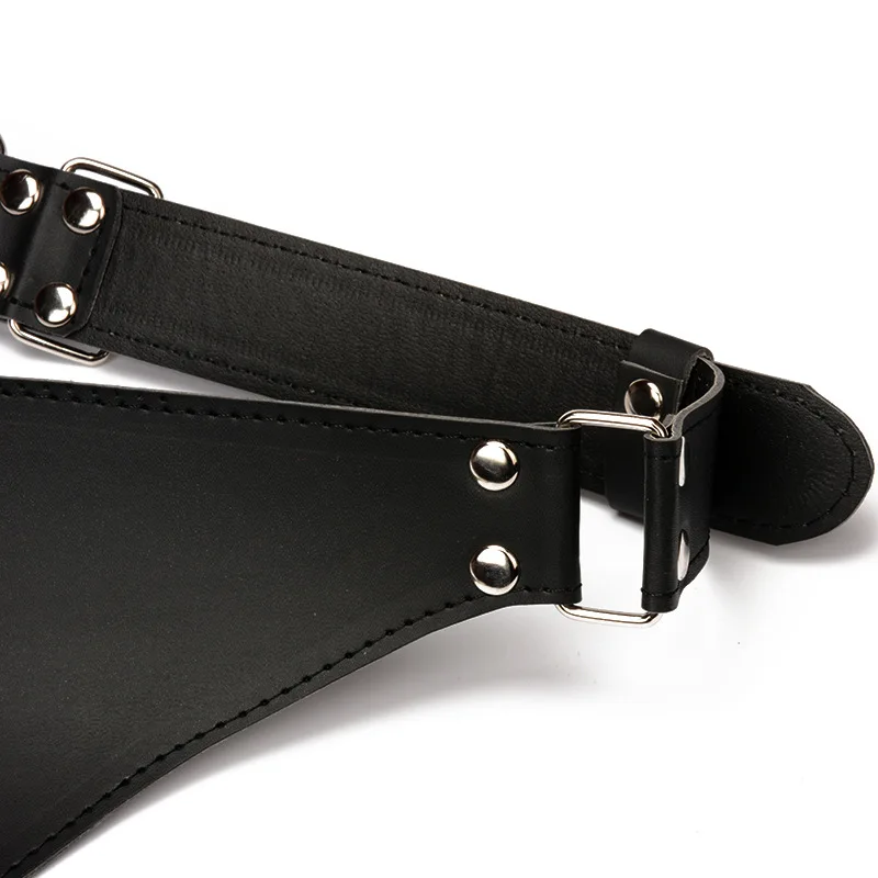 Мужские сексуальные трусики танга с задержкой по времени кожаные металлическим