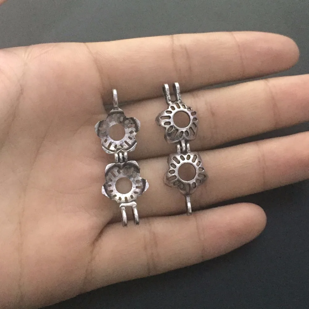 1pc Charms Antique Silver Small Flower Locket Pearl Beads Cage Pendant Necklace 20&quot Chain Womens Jewelry Gift | Украшения и