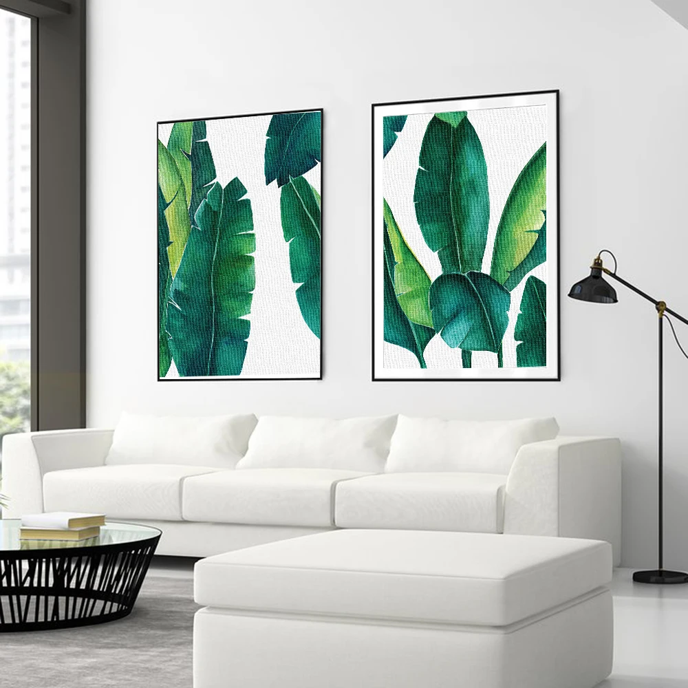 Модные Monstera плакаты и принты листовая настенная живопись холст зеленые