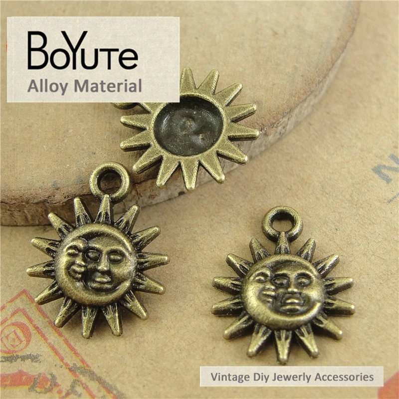 BoYuTe (200 Pieces/Lot) 13*16MM Vintage Diy Accessories Parts Antique Bronze Sun Face Charms Pendants for Jewelry Findings | Украшения и