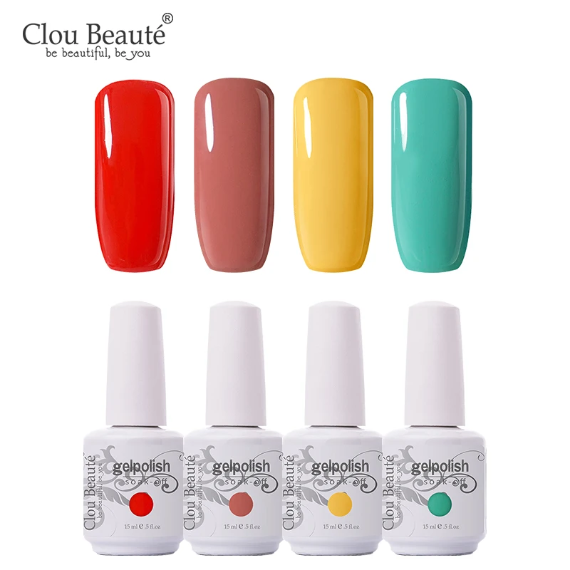 Clou Beaute Гель-лак 18 цветов набор гель-лаков для ногтей телесный серия УФ-гель для ногтей Базовое покрытие не протирать Топ Гель-лак для ногтей - Цвет: 4pcs-15ml-ZH13