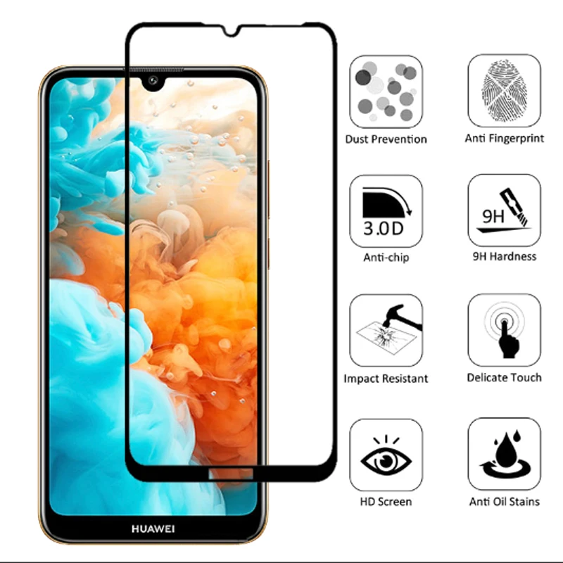 9H Защитное стекло для huawei Y6 закаленное стекло полное покрытие клей защитная пленка на Y6 Y 6 6Y Pro Prime MRD-LX2(Global) стекло