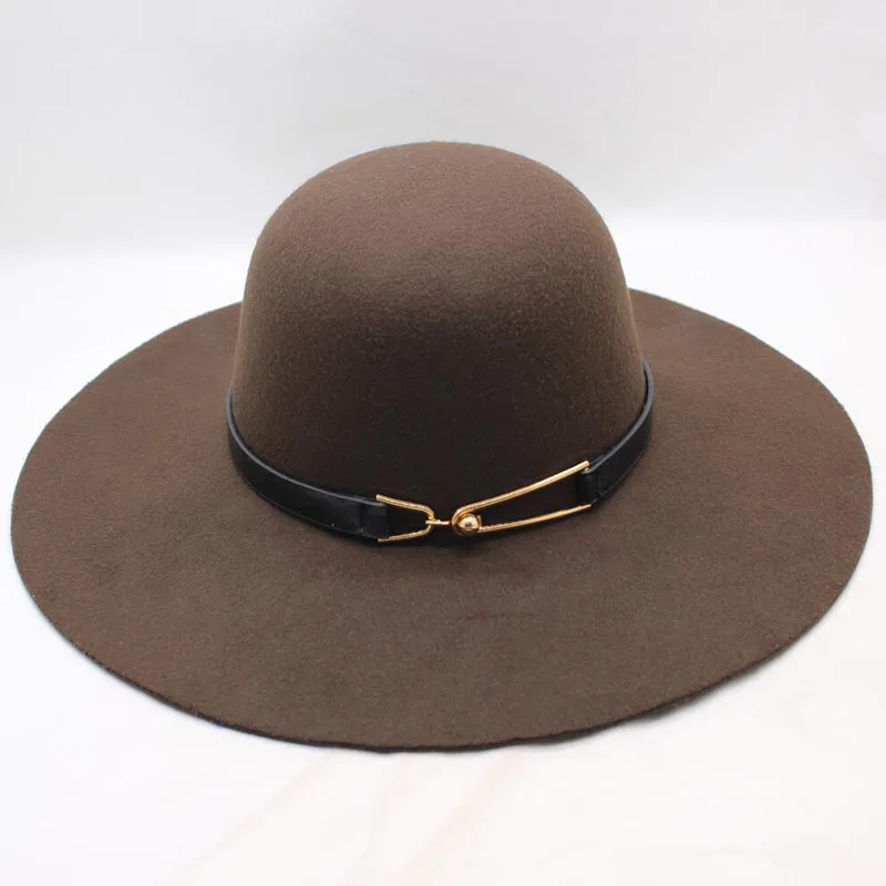 BING YUAN HAO XUAN шляпа Женская крыла широкая фетровая шляпа-котелок Fedora Floppy Sun Belt Cloche женская шапка большая шляпа