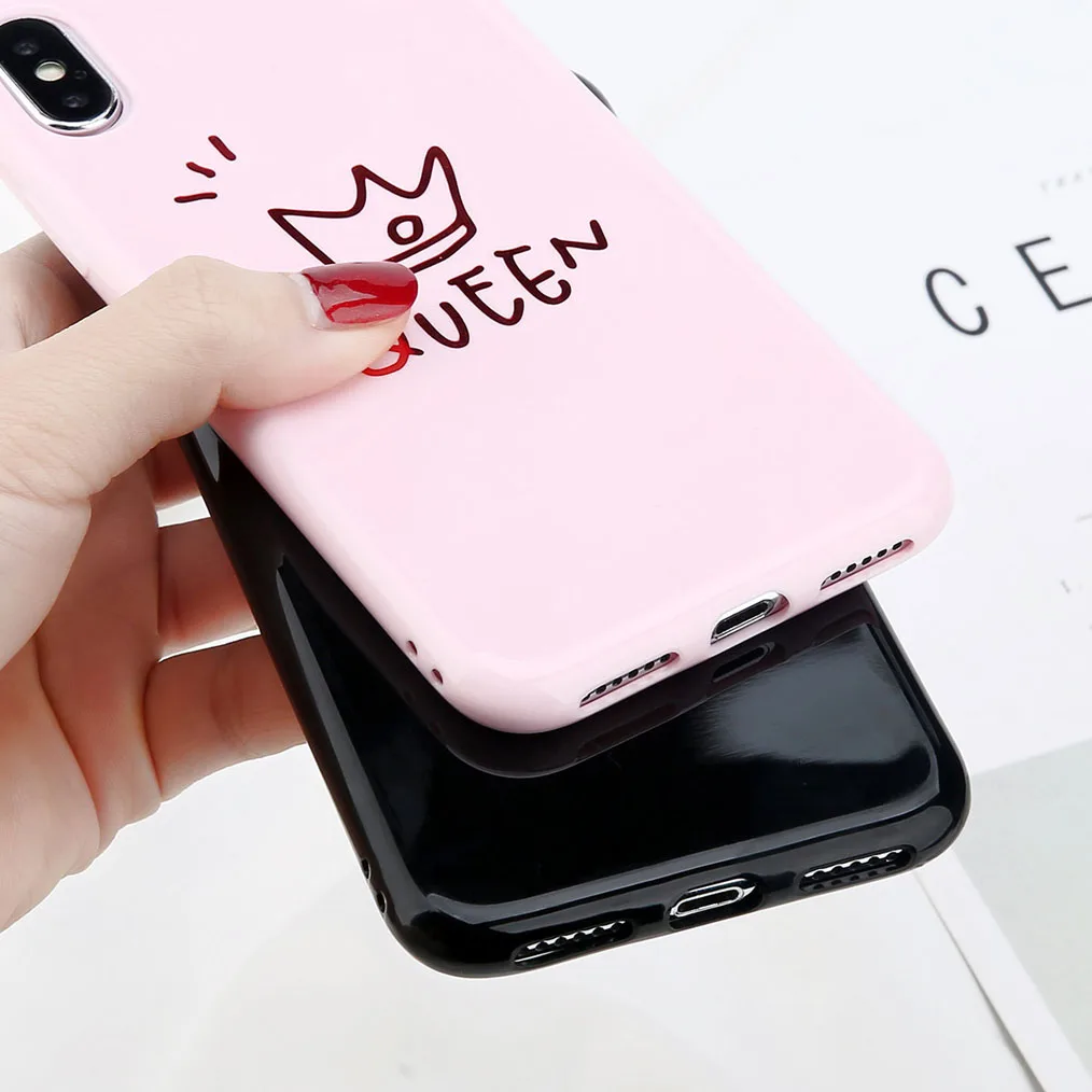 IMIDO модный парный чехол с принтом &quotкороль и королева&quot для iPhone X s Тонкий матовый