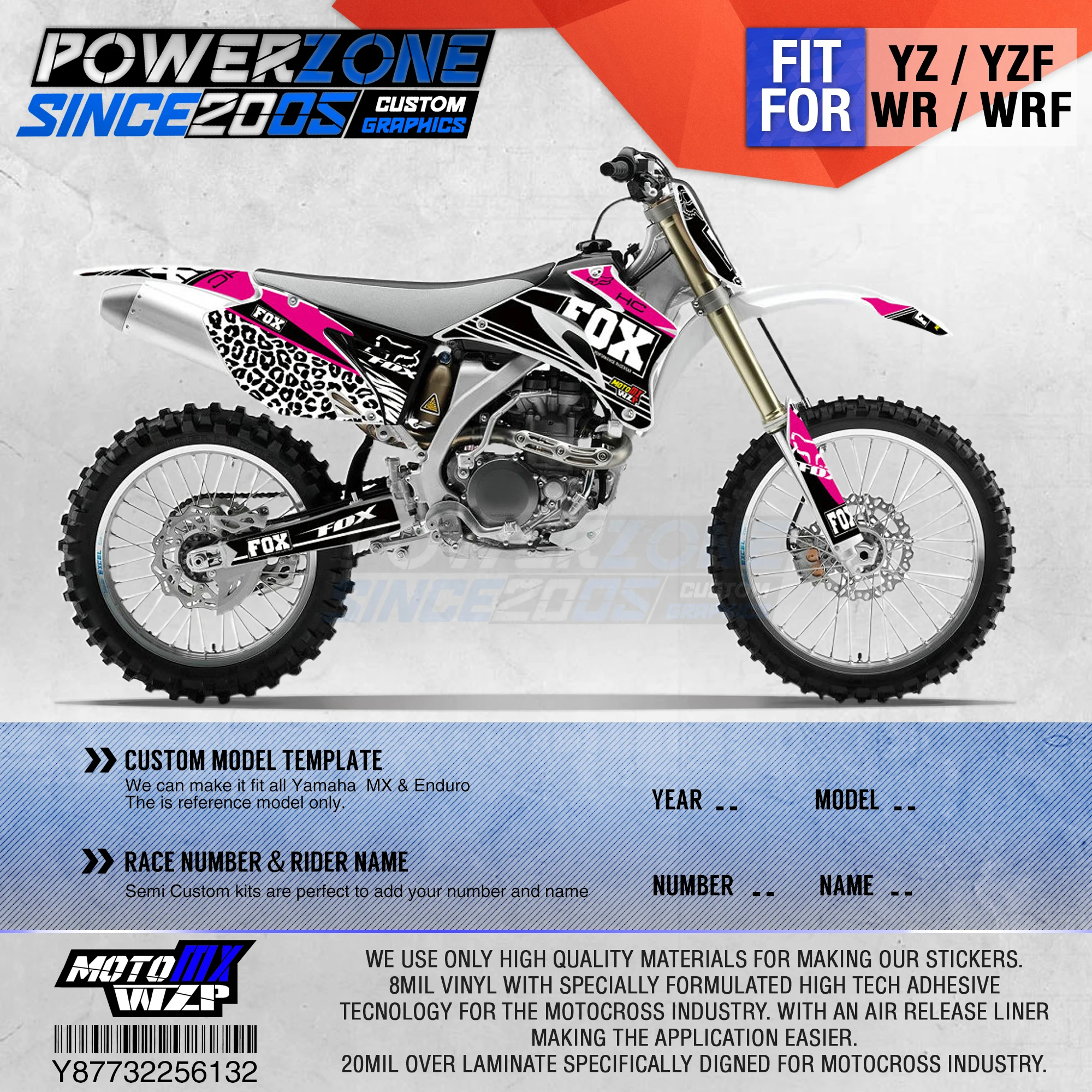 PowerZone графика команды на заказ фоны наклейки 3 м пользовательские для YAMAHA YZF250 450