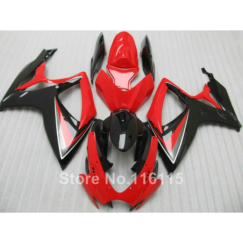 Обтекатель комплект для Suzuki GSXR 600 750 K6 K7 2006 2007 Черный Красный Обтекатели GSX-R600 GSX-R750 06 07 NG23