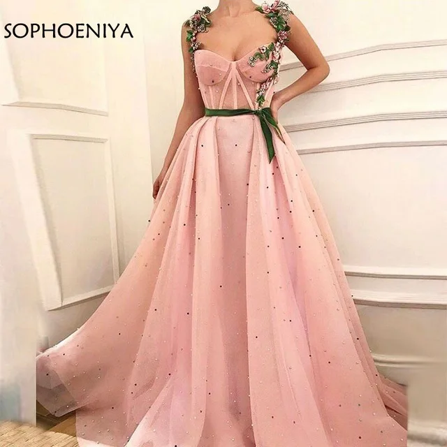 Новое поступление розовые тюлевые вечерние платья длинное вечернее платье 2021