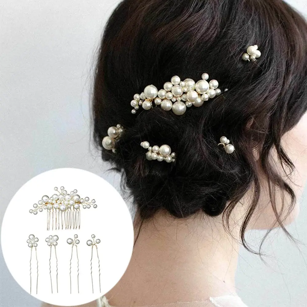 Ретро большая жемчужина волос вилка невесты шпилька Расчёска для Шпилька