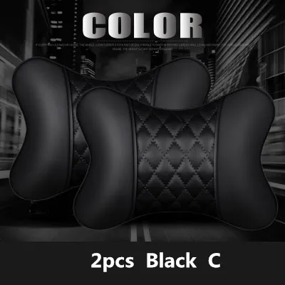 2pcs balck C 2 шт. кожаное Сетчатое автомобильное сиденье для шеи Защита талии набор Безопасность авто подголовник поясничная поддержка подушка для отдыха подушки дышащие - Цвет: 2pcs balck C