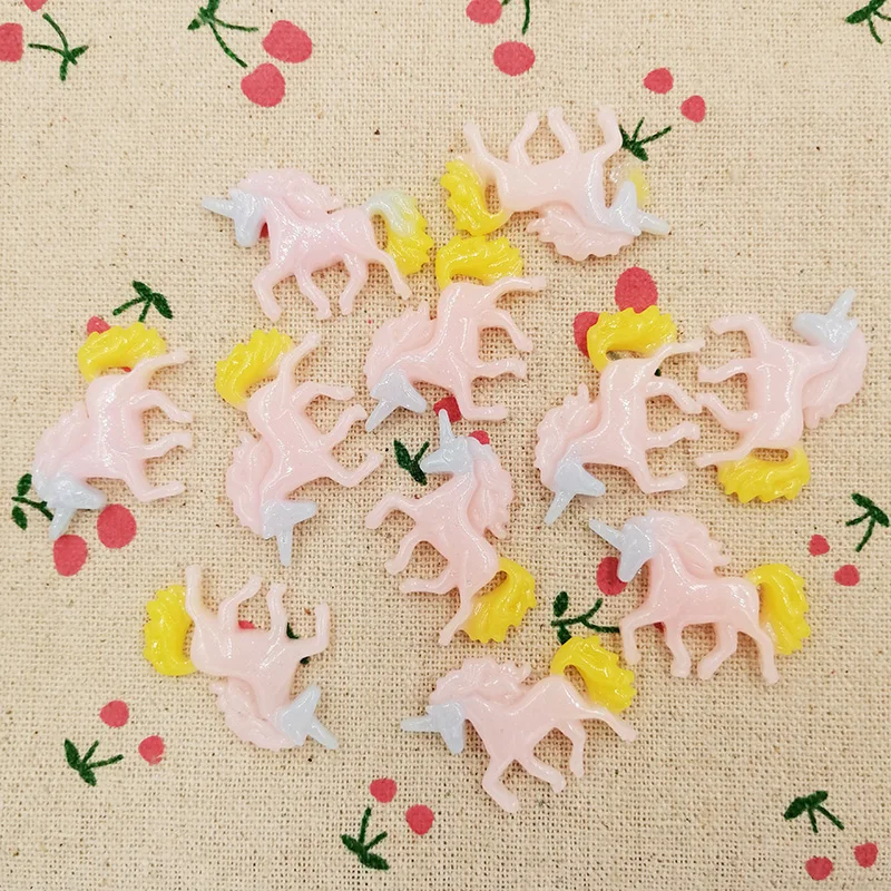 10 штук Kawaii плоские пластмассовые кабошон единорог с радужной гривой DIY ремесло украшения для ювелирных изделий серьги ручной работы: 22*30 мм