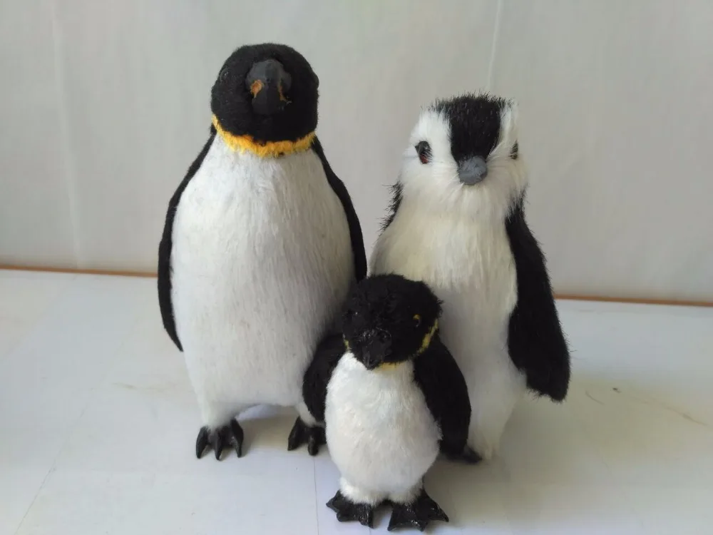 

polyethylene&furs simulation one family members penguins model one lot/ 3 pcs handicraft home decoration gift d2060