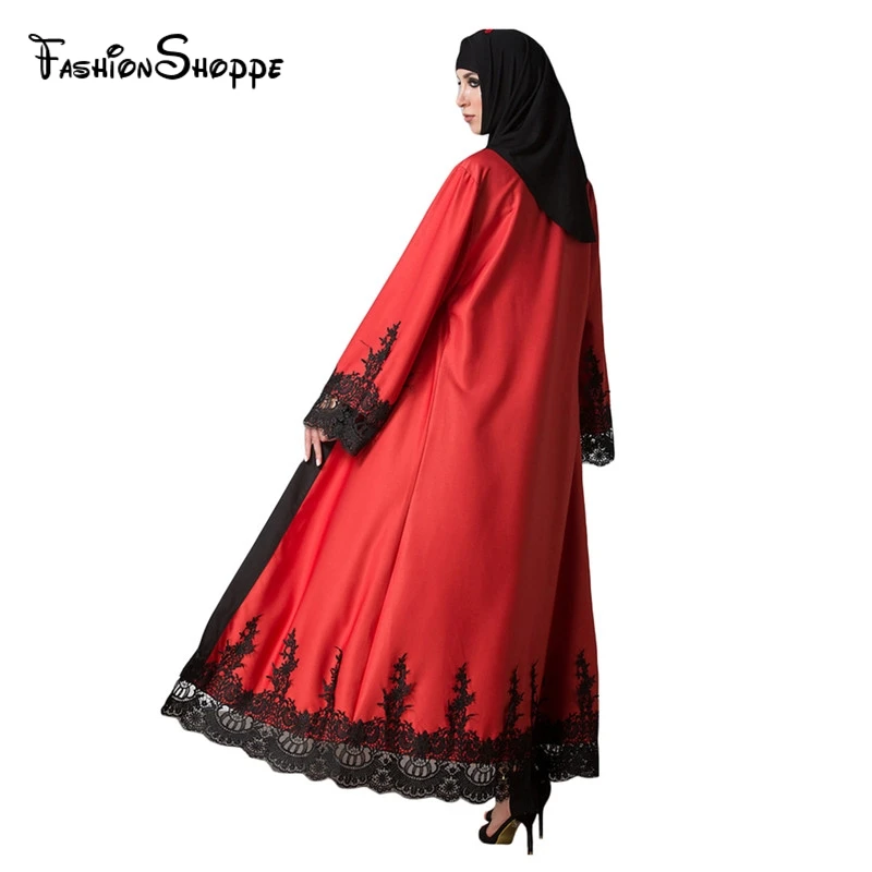 2017 Женский мусульманский кардиган вязанное крючком кружево подол длинный рукав