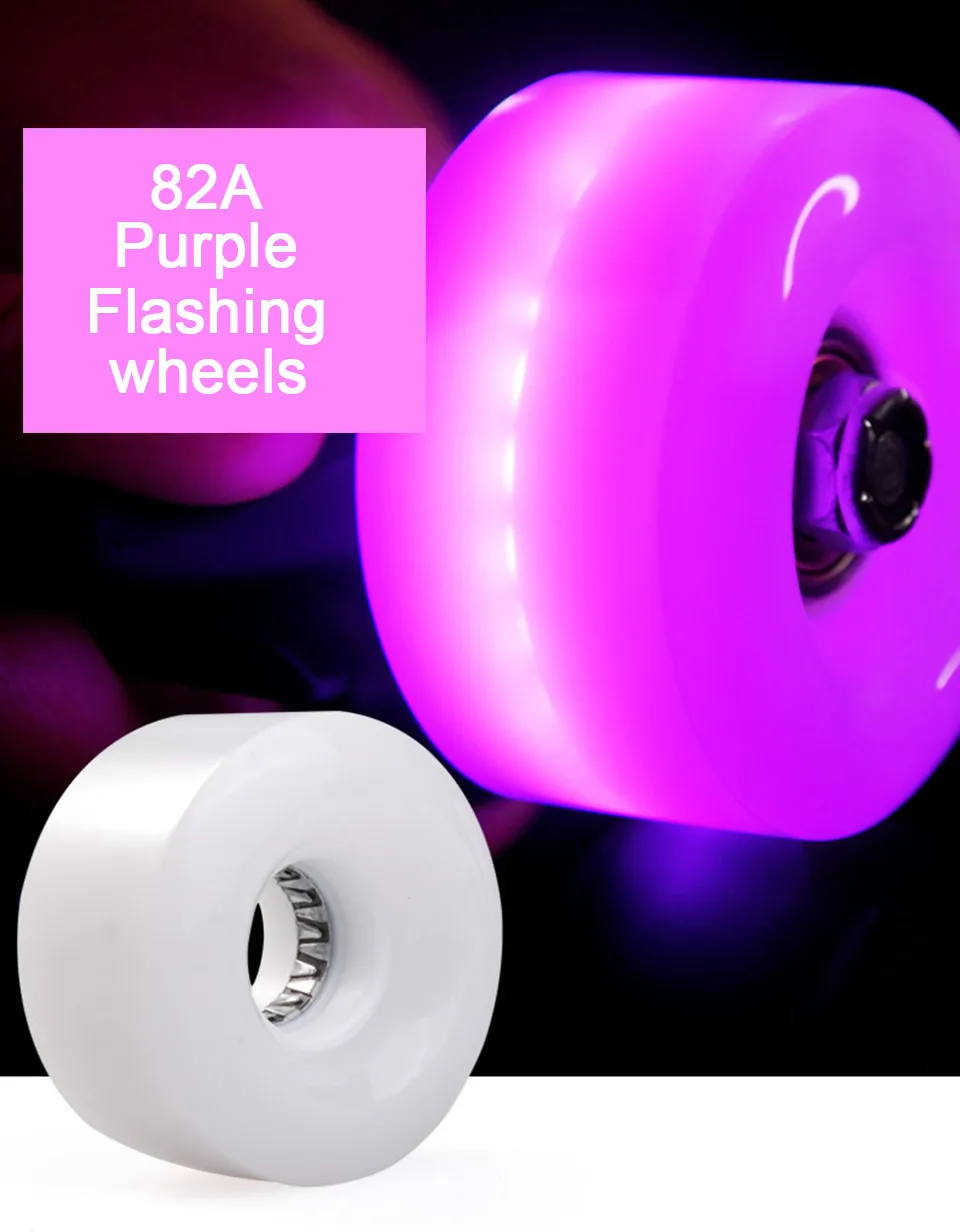 JK Led мигающие PU Двойные колеса для роликовых коньков 82A 32*58 мм Высокая эластичность Quad Роликовые коньки колеса с подшипниками магнитный сердечник LZ91