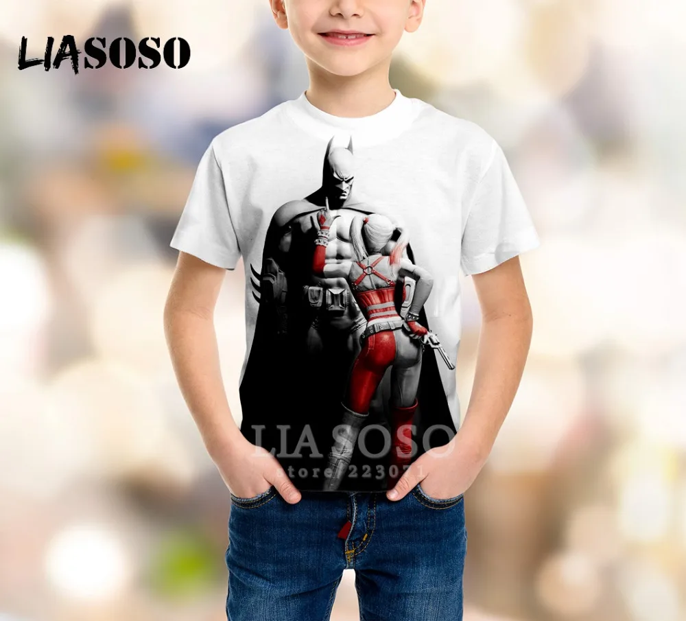 LIASOSO/Новая летняя детская модная Толстовка Футболка с 3D-принтом Бэтмен детский