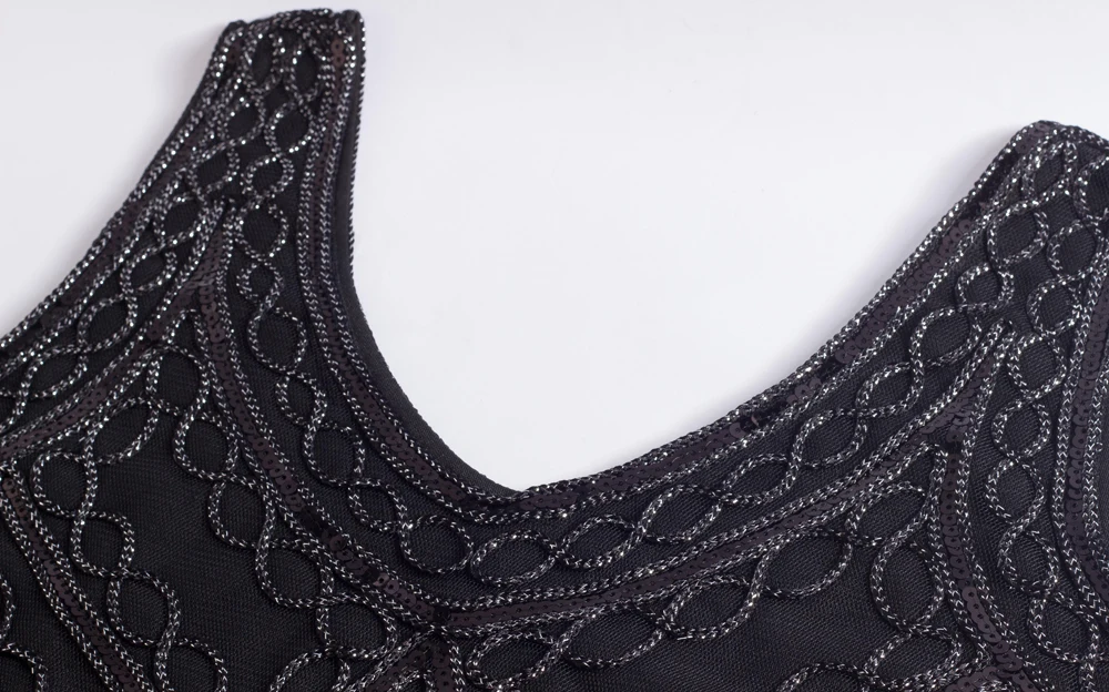 Женское платье для вечеринки, Robe Charleston 1920s Great Gatsby, платье миди с блестками и бахромой, летнее черное платье в стиле ретро