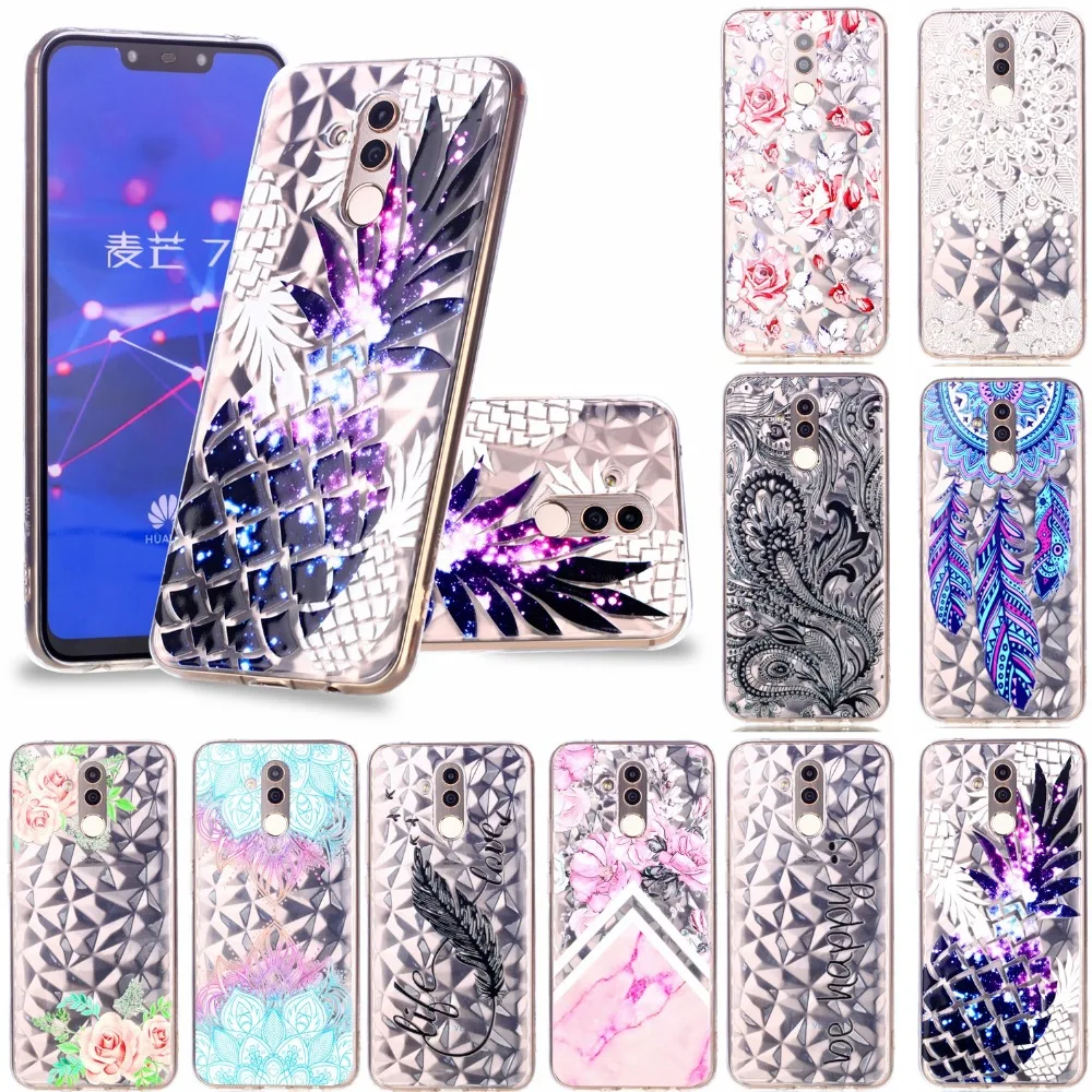 Роскошный Алмазный Узор TPU чехол для телефона huawei mate 20 lite Цветы Живопись Pro hoesje etui