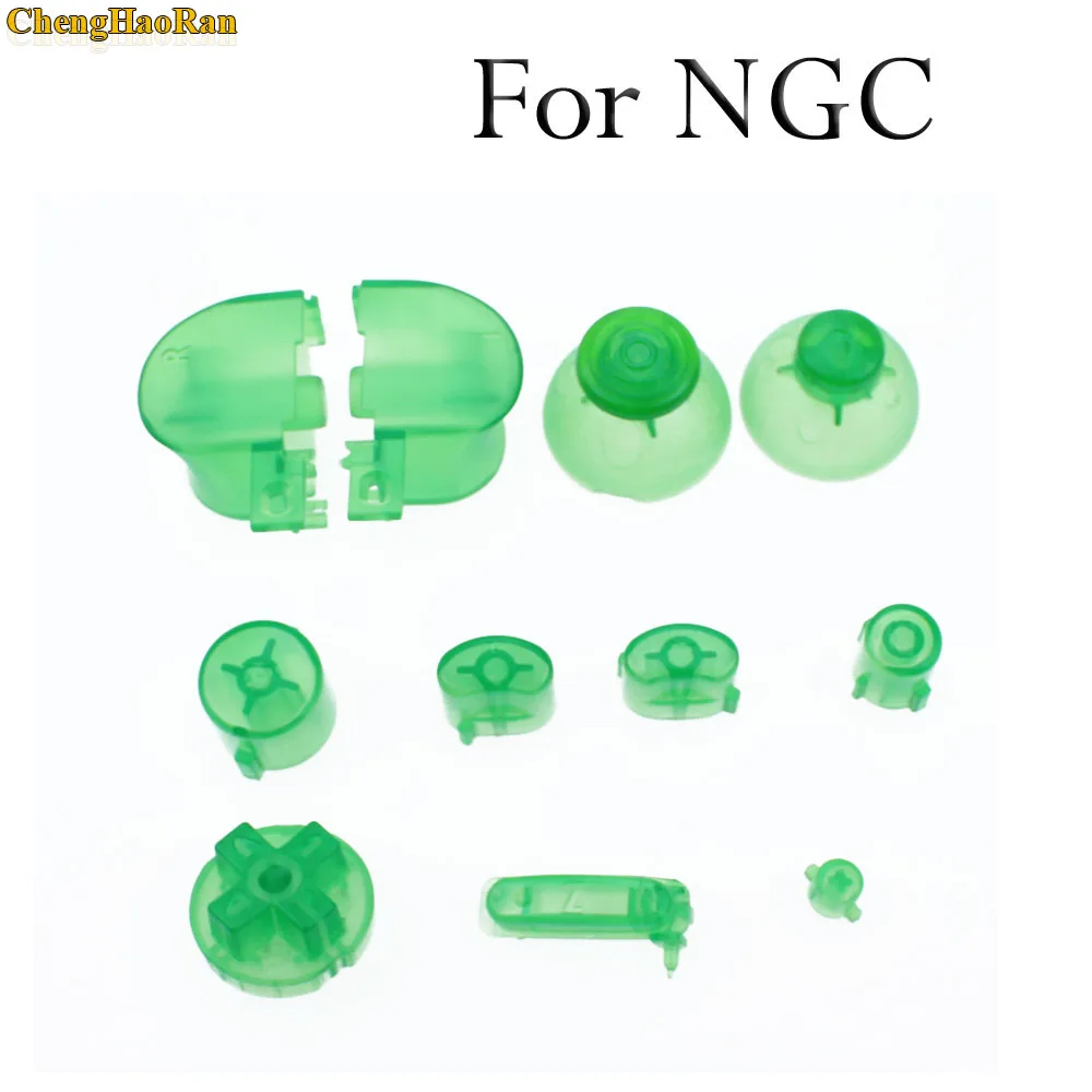 Transparent green ChengHaoRan 1 комплект 21 цвет аналогового стика Кепки кнопка клавиатуры Y X A B Z кнопки для Nintend Gamecube контроллер-контроллер джойстика - Цвет: Transparent green