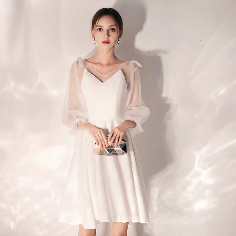 Женское коктейльное мини-платье SSYfashion белое элегантное вечернее платье с