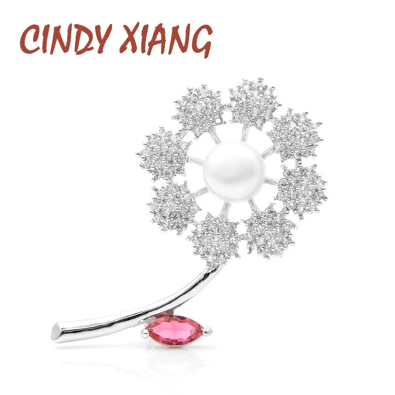 CINDY XIANG броши в виде цветка из циркона для женщин Элегантная Брошь с кристаллами CZ