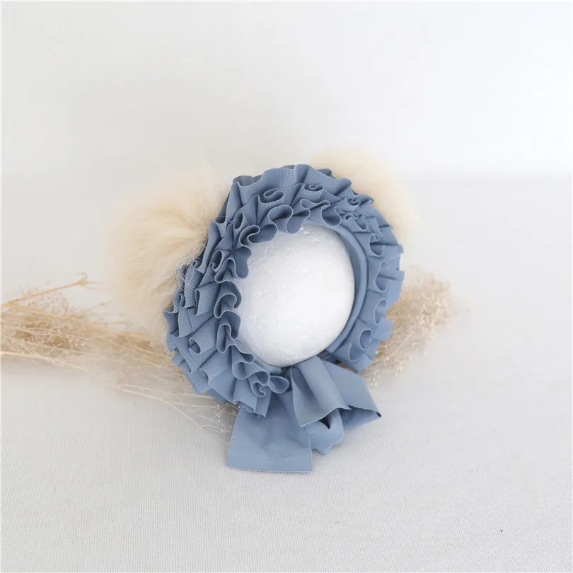 Handmade Newborn Pom Hat Photography Props Sewing Ruffle Lace Cute Infant Bear Bonnet Animal | Детская одежда и обувь