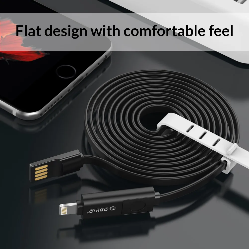 ORICO освещение Micro USB кабель 2 в 1 для зарядки и передачи данных iPhone 6 6S 7 Xiaomi samsung htc LG