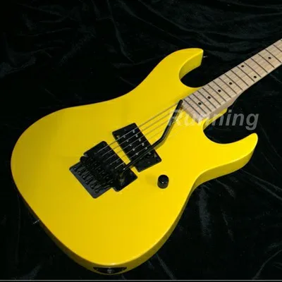 Желтая электрическая гитара один Наклонный пикап клен шеи красного дерева