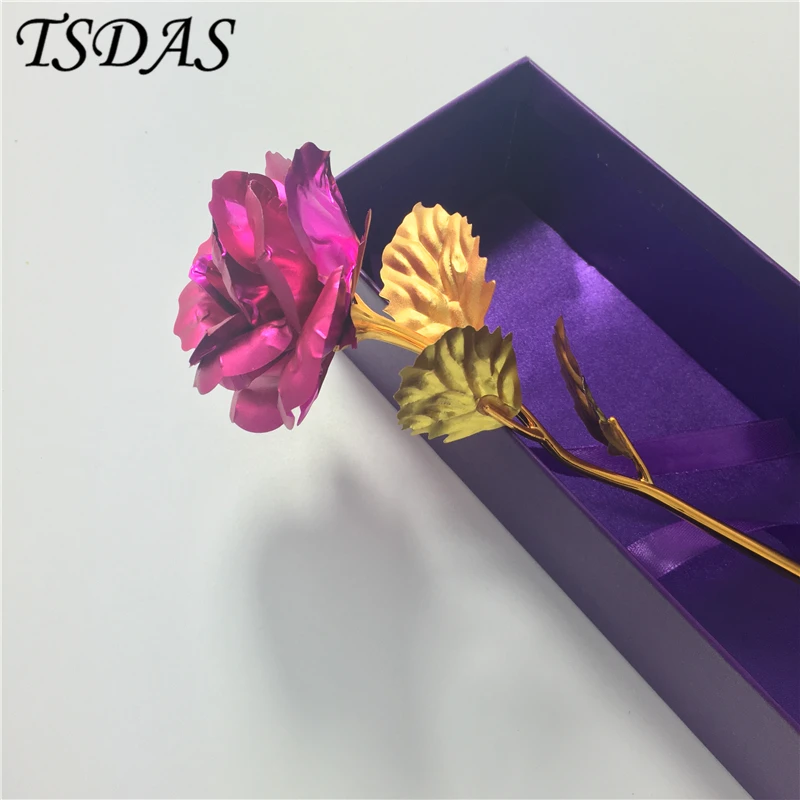 

Originality Gift 25*8cm Gold Foil Rose, Pink 24K Gold FLOWER Girlfriend Birthday Gift Packing With Box