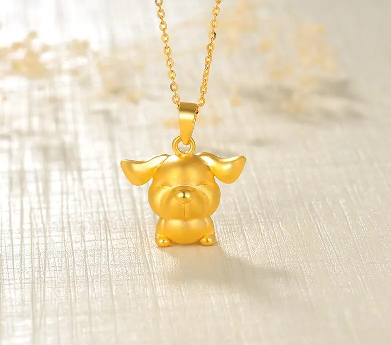New 999 Pure 24K Yellow Gold Pendant 3D Zodiac Big Ears Dog 2.65g | Украшения и аксессуары