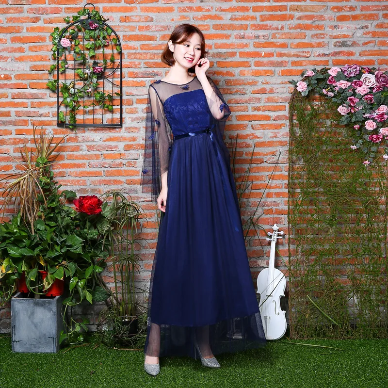 Navy Blue G Beauty Emily длинное розовое Недорогое Платье для подружки невесты элегантное платье с вырезом "лодочка" с открытыми плечами свадебное платье для гостей много стилей доступны - Цвет: Navy Blue G