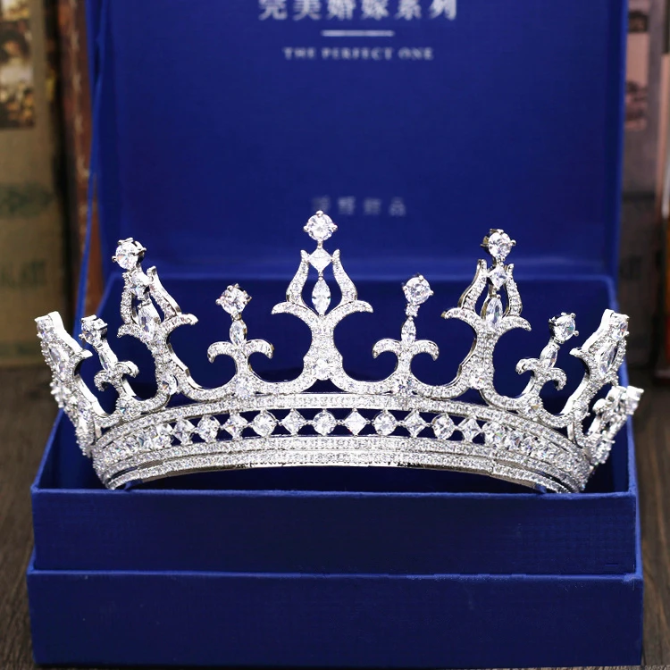 

Micro Paved Cubic Zircon Tiara Luxury Zirconia Crown Wedding Hair Accessories Bride CZ Coroa Novia Bijoux Cheveux WIGO1186