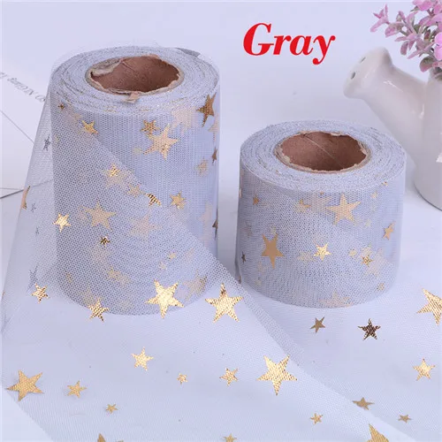 Gray 6 см/10 см* 25 ярдов блестящая Звезда, тюль, мягкий рулон, пачка, свадебная декоративная органза, лазер, сделай сам, товары для дня рождения - Цвет: Gray