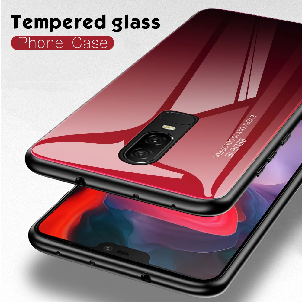Чехол для Oneplus 6 UYFRATE Тонкий Стеклянный чехол телефона гладкое закаленное стекло