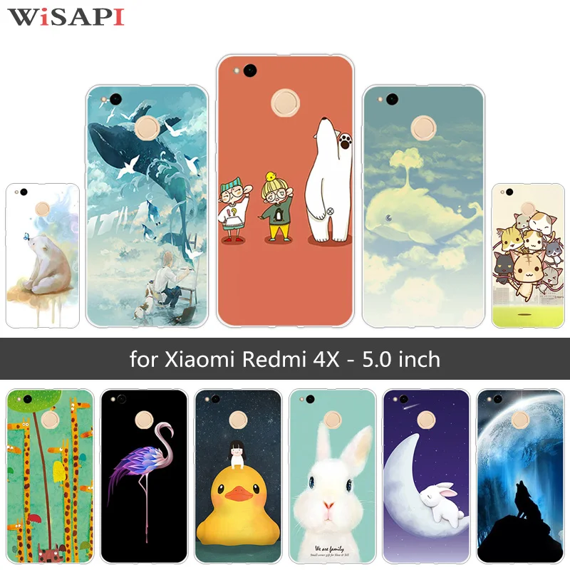 for Xiaomi Redmi 4X 4 X Case Silicone For Redmi4X xiomi 4x Black Cover 5.0 inch Phone Cute Animal Capa |