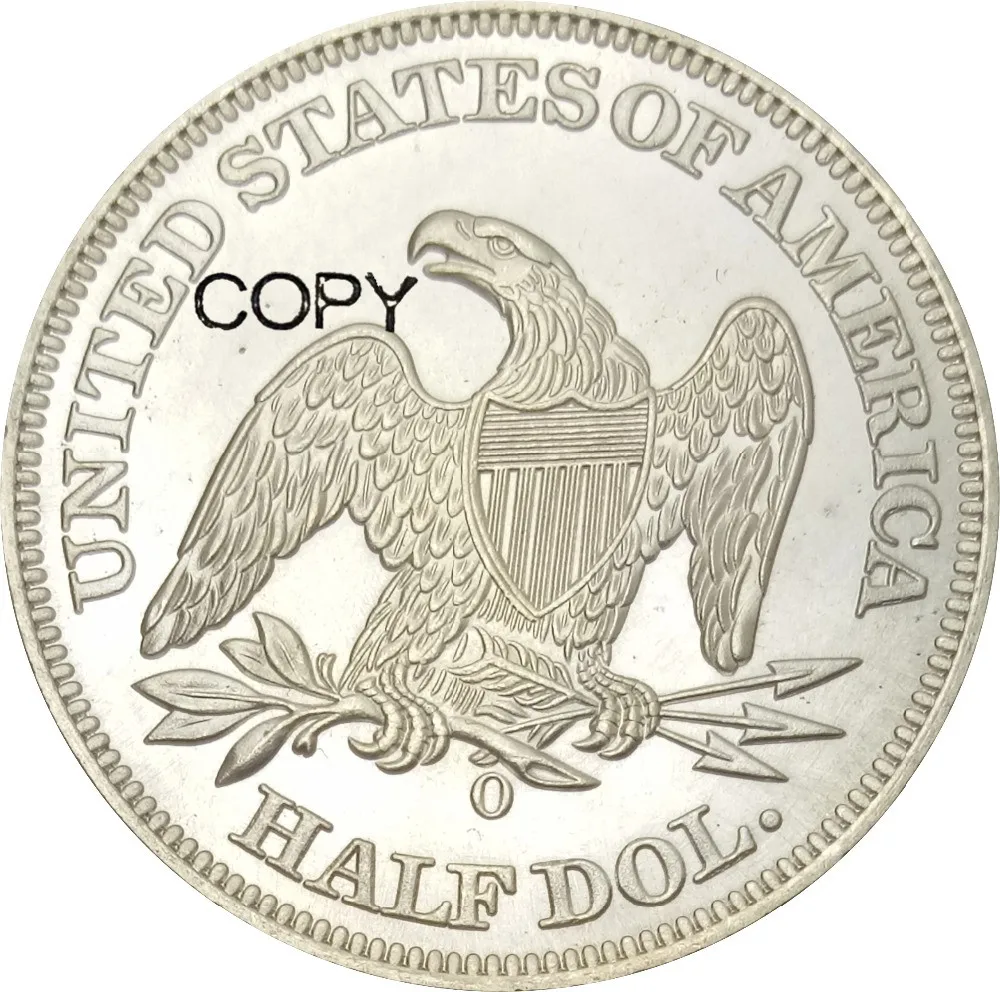 United States Liberty Seated Half Dollars Large Letters in Legend 1850 o No Motto Above Eagle Brass Plated Silver Copy Coin | Дом и сад