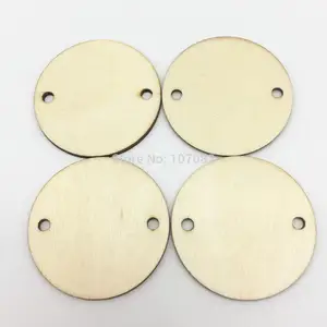 Круглые деревянные диски для монет, пустое дерево, 50 мм, 50 шт., с 2 отверстиями