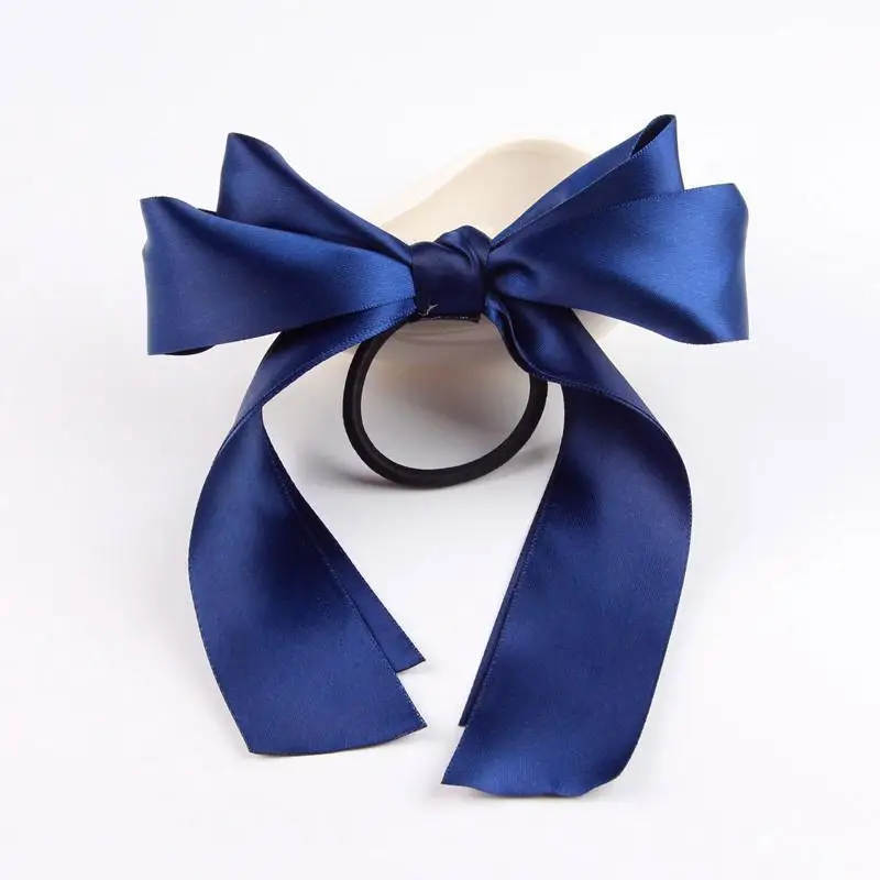 deepblue 1 шт., милая лента повязки для волос с бантиками для девочек, модные женские эластичные резинки для волос, корейские популярные аксессуары для волос - Цвет: deepblue