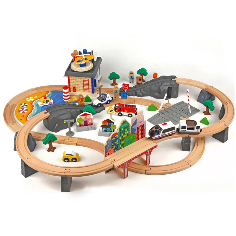 

Wooden Train Track Toys Magical Magnetic Flexible Railway Bridge Station Model Accessories Toys For Boy Children's Birthday Gift