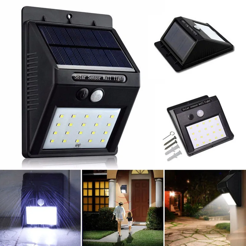 

1X 20LED Solar Power PIR Motion Sensor Wall Light Outdoor Waterproof Street Yard Path Home Garden Security Lamp Energy Saving