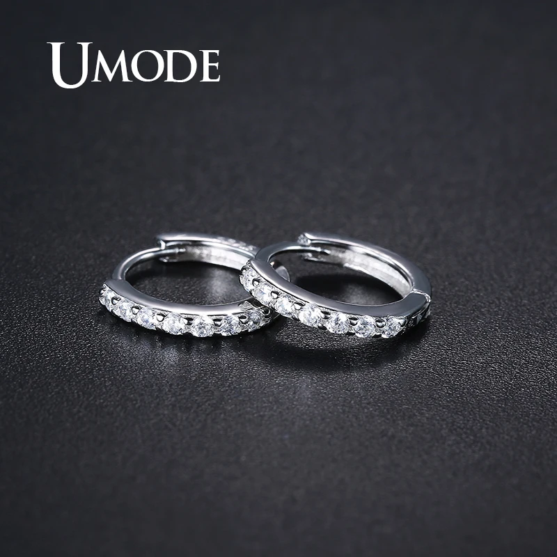 UMODE Huggie круглые серьги из стерлингового серебра 925 пробы Серьги-кольца из кубического циркония для женщин и девочек ювелирные украшения ULE0385