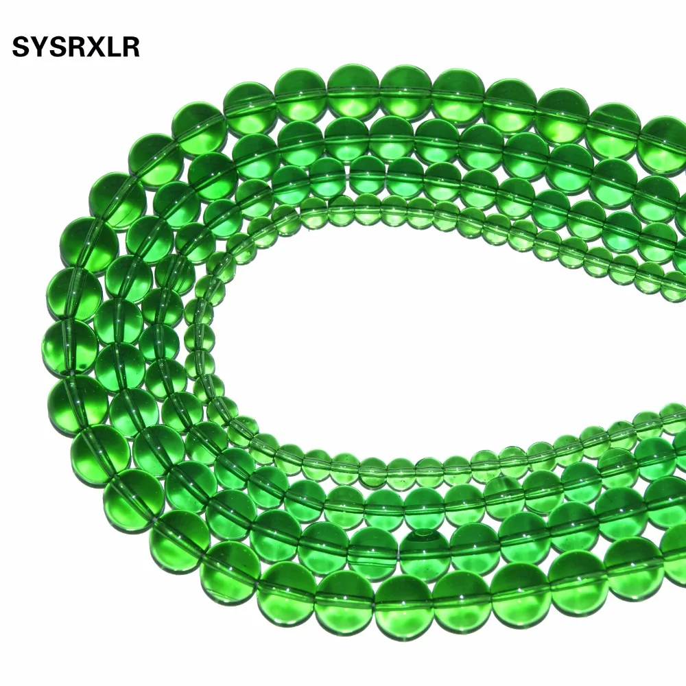 Оптовая продажа Очаровательные Круглые бусины из прозрачного стекла зеленого