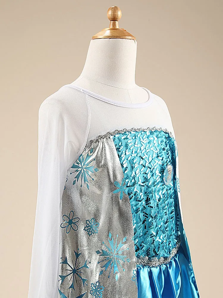 GSCH Elsa Dress +Accessories Sequins Baby Girl Snow Queen Anna Princess Kids Party Cosplay Costume Deguisement Robe | Детская одежда и