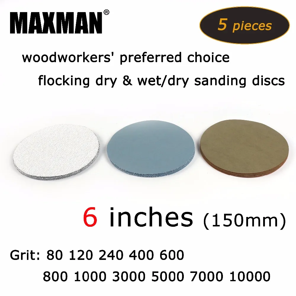 5 шт./лот 6 дюймов крюк и петля сухие влажные/сухие флокированные шлифовальные