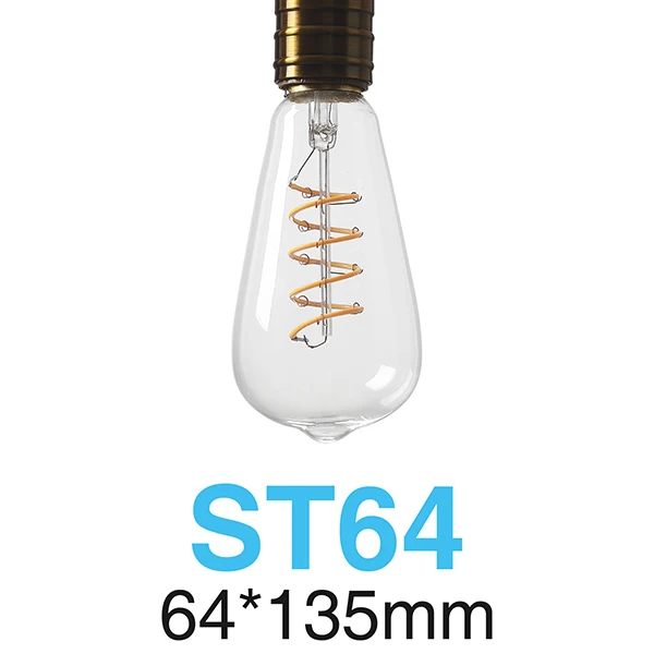 SOFT ST64 E27 антикварная ретро Светодиодная лампа 1,8 Вт 3W 4 Вт 4,5 Вт 8 Вт винтажная лампа накаливания 220 в теплый белый RGB стеклянная лампа накаливания для украшения - Цвет: SOFT ST64
