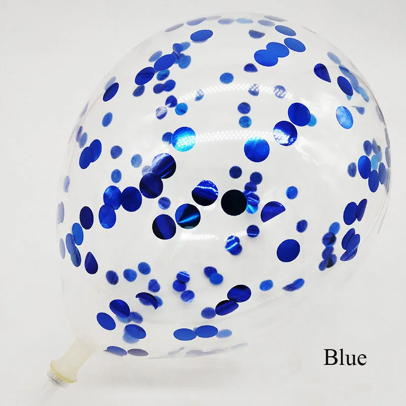 Blue 5 шт./лот золотые латексные шары 12 дюймов прозрачные воздушные шары с конфетти цвета розовое золото для свадьбы День рождения декоративные принадлежности - Цвет: Blue