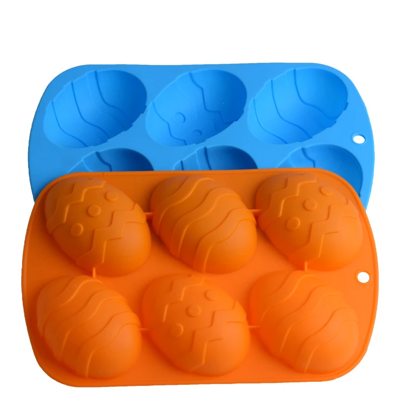 6 Dinasour egg holes silicone cake mold Easter shaped handmade soap plastic baking | Дом и сад
