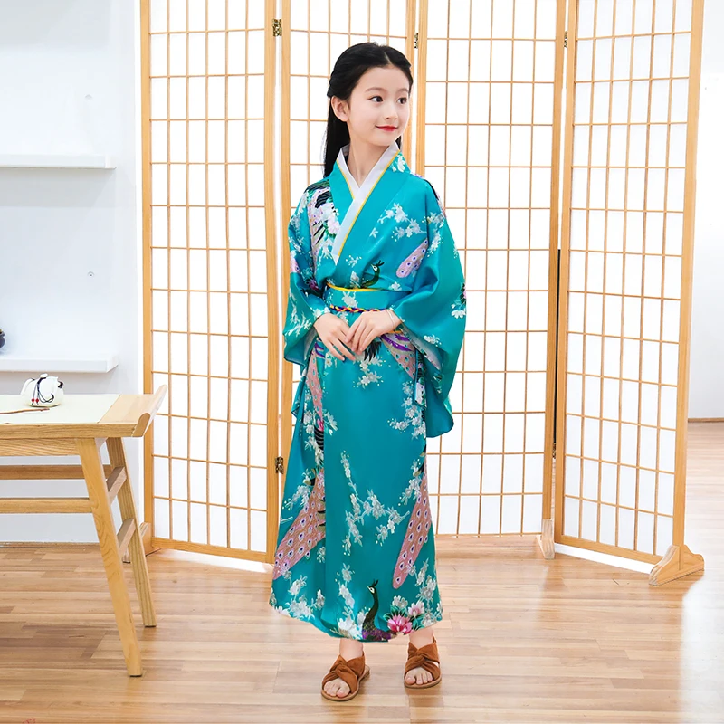 Милое традиционное платье кимоно для девочек Yukata с Obi элегантное японское