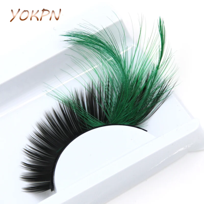 Накладные ресницы YOKPN Green Crisscross накладные с перьями грязные бахромой для