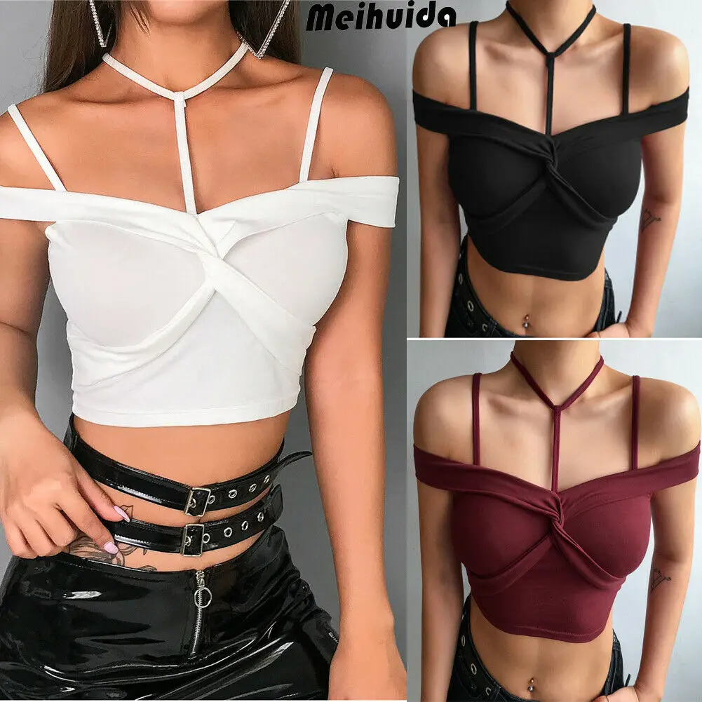 Женский сексуальный топ с лямкой на шее лямками открытыми плечами бандажный Топ